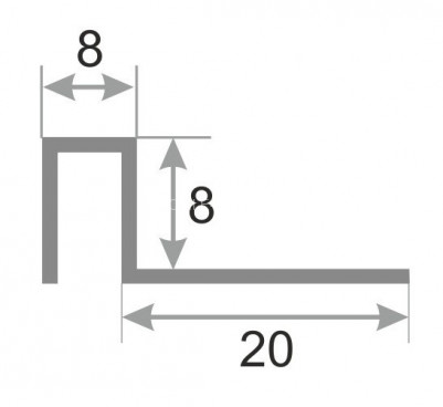 П-профиль закладной из нержавеющей стали SB017-8H серебро глянец 2,7 м