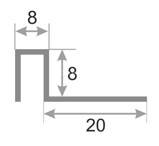 П-профиль закладной из нержавеющей стали SB017-8H серебро глянец 2,7 м