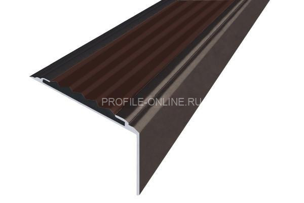 Алюминиевый угловой противоскользящий порог с резиновой вставкой 20х38 мм АУ-38-Коньяк темно-коричневый 2,7 м