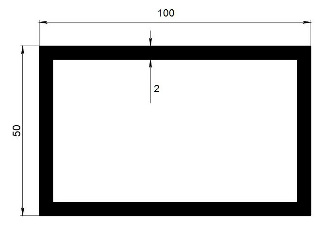 Алюминиевый бокс прямоугольный 50х100х2 мм 3 м