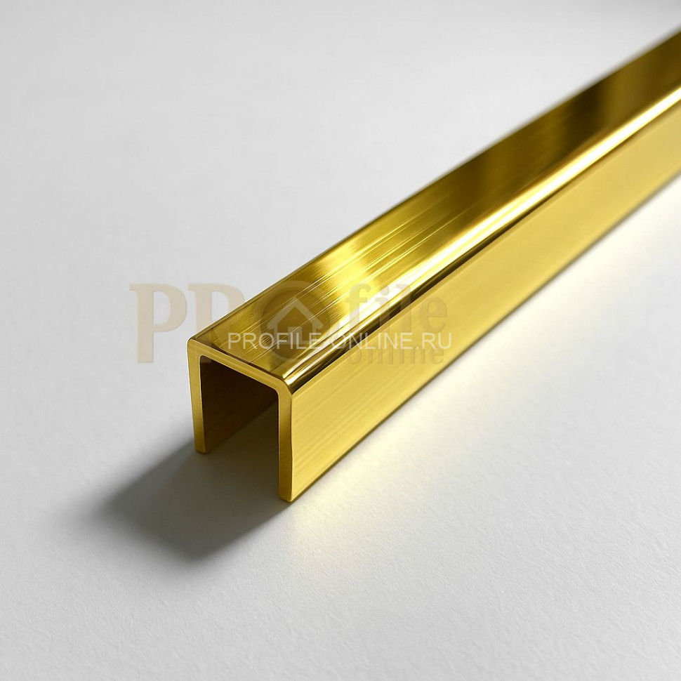 Латунный П-профиль PU 1012 ON 12х10х12 полированный 2,7м