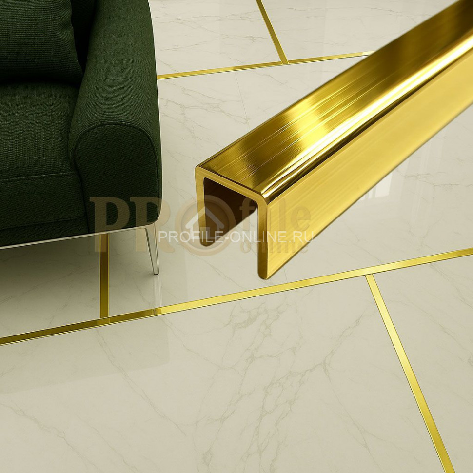 Латунный П-профиль PU 1012 ON 12х10х12 полированный 2,7м