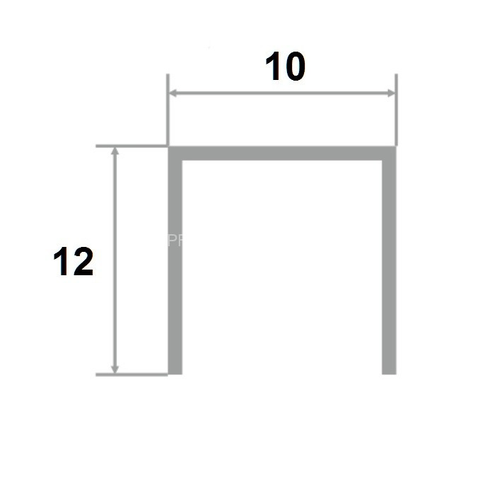 Латунный П-профиль PU 1012 ON 12х10х12 полированный 2,7м