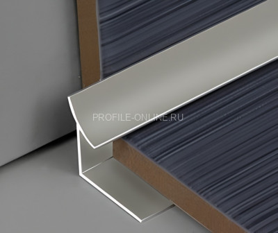 Внутренний угол для плитки алюминиевый закладной 10 мм PV28-02 серебро матовое 2,7 м