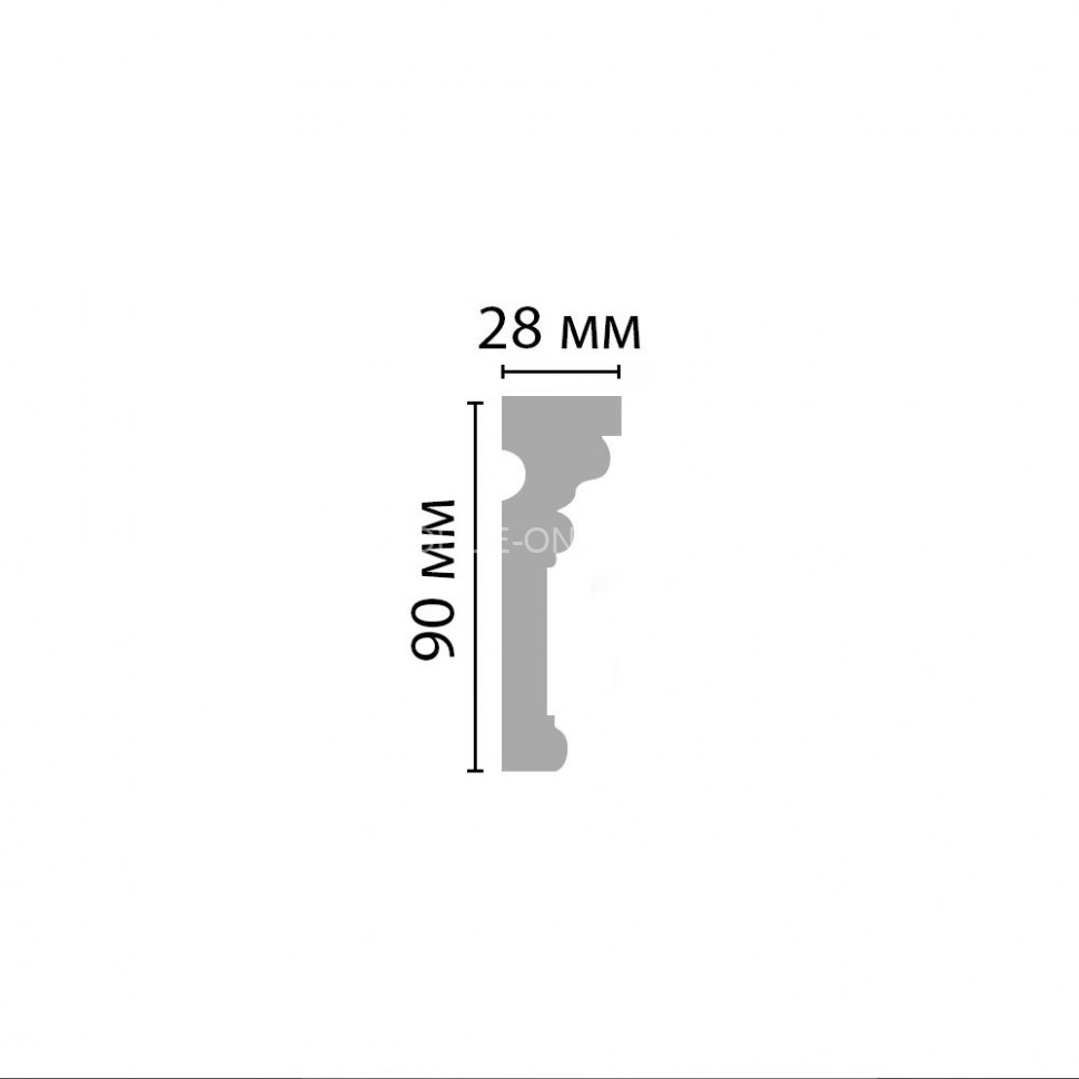 Молдинг гладкий DECOMASTER DP-9012F гибкий Flexible (90x28x2400) из полиуретана, белый под покраску