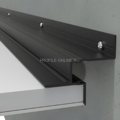 Потолочный теневой плинтус алюминиевый с LED подсветкой Диал ПТП-43LED черный 2 м