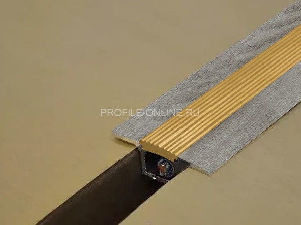 Алюминиевый порог одноуровневый 37 мм противоскользящий с кабель-каналом ПК-1 КД Дуб арктик (бежевая вставка) 2,7 м (упаковка 10 штук)