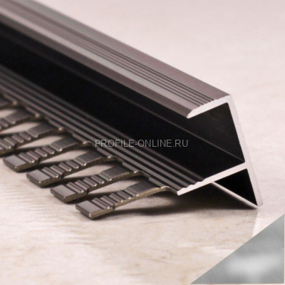 Алюминиевый F-профиль 10 мм ПФ-11 графит глянец 2,7 м