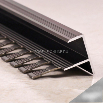 Алюминиевый F-профиль 10 мм ПФ-11 графит глянец 2,7 м