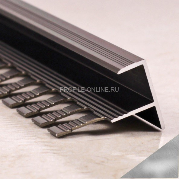 Алюминиевый F-профиль 10 мм ПФ-11 графит глянец 2,7 м