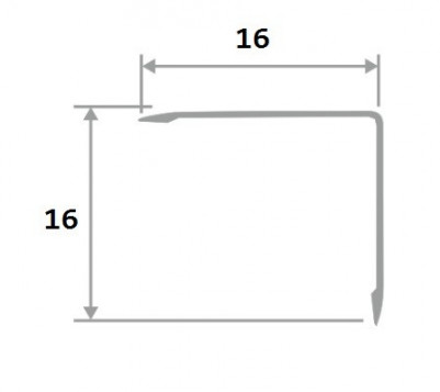 Уголок алюминиевый 16х16 мм ПН-16х16 серебро матовое 2,7 м