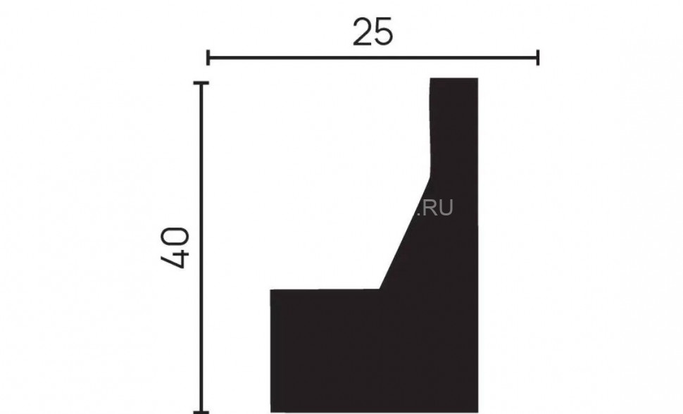 Декоративный молдинг 40х25 мм Decor-Dizayn DD616 полистирол белый, под покраску 2 м