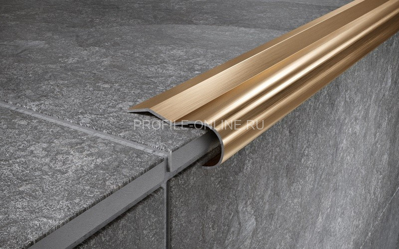 Угловой нержавеющий порог стальной 40х15 мм FCR 15 GM золото сатинированное 270 см