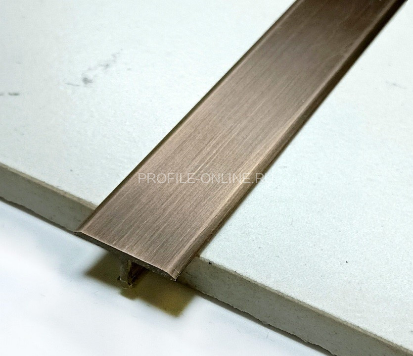 Латунный Т-профиль с фасками SP 26 OA 26х8 антик 2,7м