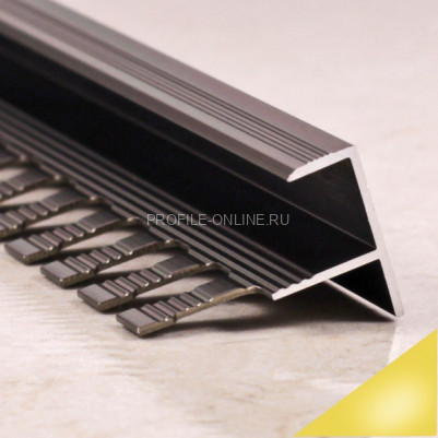 Алюминиевый F-профиль 10 мм ПФ-11 золото глянец 2,7 м