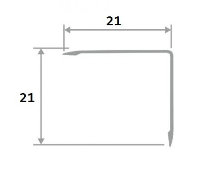 Уголок алюминиевый 21х21 мм ПН-21х21 серебро матовое 2,7 м