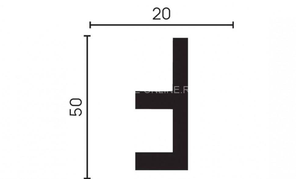 Декоративный молдинг 50х20 мм Decor-Dizayn DD617 полистирол белый, под покраску 2 м