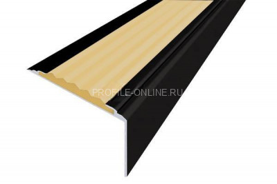 Алюминиевый угловой противоскользящий порог с резиновой вставкой 20х38 мм АУ-38-Чёрный бежевый 3 м