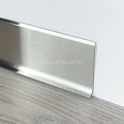 Плинтус для пола 100 мм из нержавеющей стали SY044-100H серебро глянец браш 2.5 м