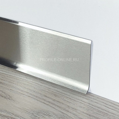 Плинтус для пола 100 мм из нержавеющей стали SY044-100H серебро глянец браш 2.5 м