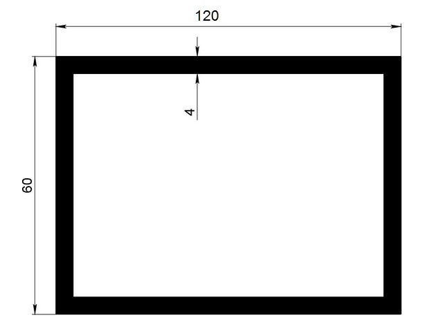 Алюминиевый бокс прямоугольный 60х120х4 мм 3 м