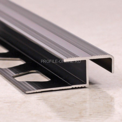 Z-профиль алюминиевый закладной с рифлением 10 мм ПО-02 бронза глянец 2,7 м