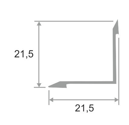 Алюминиевый порог угловой внутренний 21х21 мм ПО-21х21 золото глянец 2,7 м