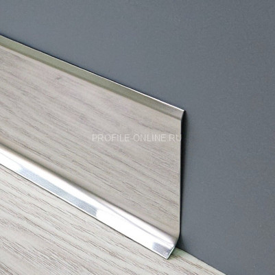 Плинтус для пола 60 мм из нержавеющей стали SY044-60H серебро глянец 2.5 м