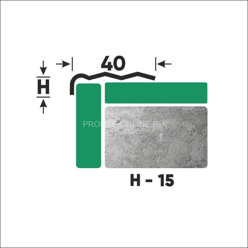 Угловой нержавеющий порог стальной 40х15 мм FCR 15 M сатинированная сталь 270 см