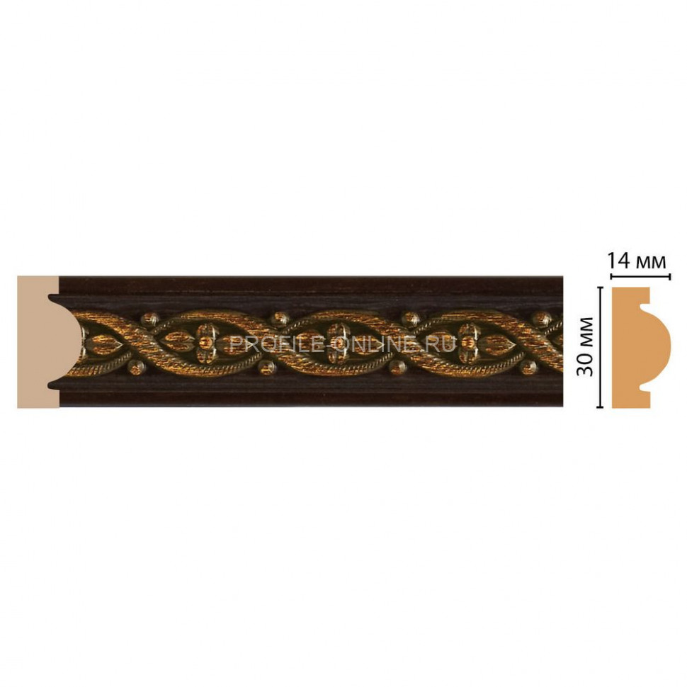 Молдинг Темный шоколад с бронзой DECOMASTER 157-1 ДМ (30x13x2400)
