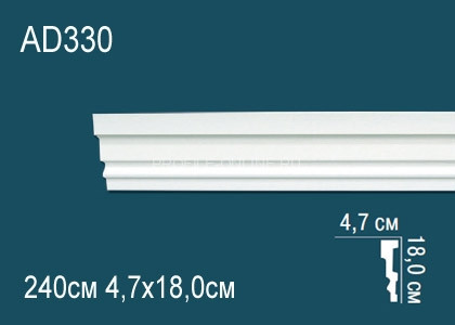 Декоративный молдинг Перфект AD330 180х47 мм 240 см белый из полиуретана