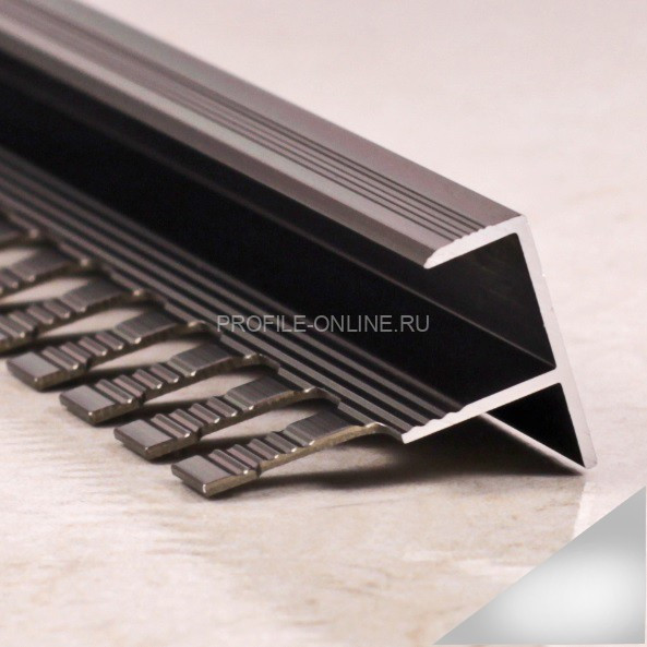 Алюминиевый F-профиль 10 мм ПФ-11 серебро глянец 2,7 м