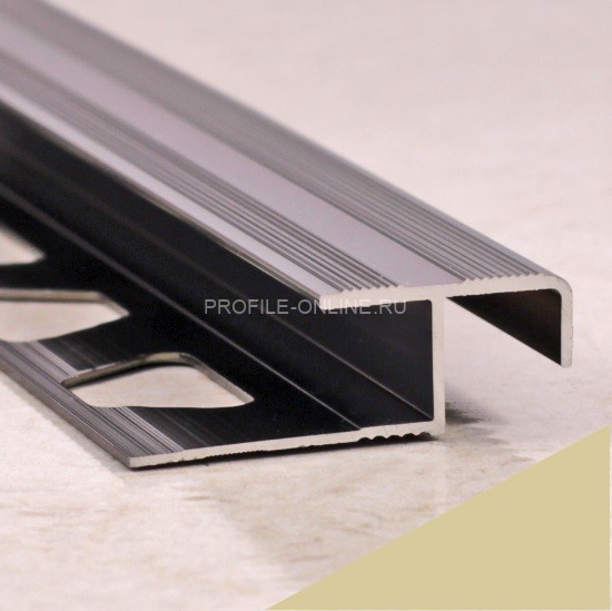 Z-профиль алюминиевый закладной с рифлением 10 мм ПО-02 бронза матовая 2,7 м