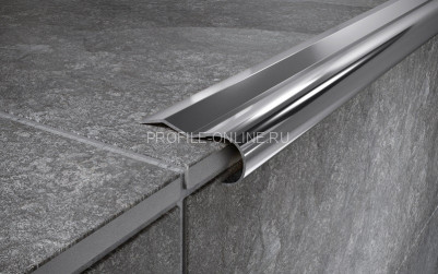 Угловой нержавеющий порог стальной 40х15 мм FCR 15 P полированная сталь 270 см