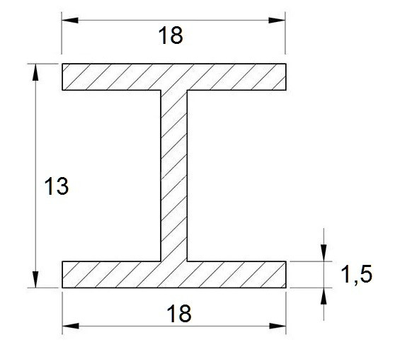 Алюминиевый двутавр 18х13х18х1,5 мм 3 м