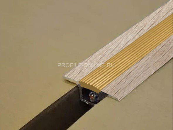 Алюминиевый порог одноуровневый 37 мм противоскользящий с кабель-каналом ПК-1 КД Дуб беленый (бежевая вставка) 2,7 м (упаковка 10 штук)