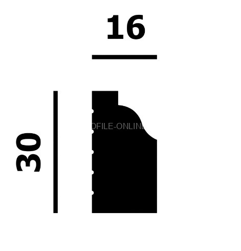 Декоративный молдинг Перфект Плюс P182 белого цвета из ударопрочного полимера 16х30 мм 200 см