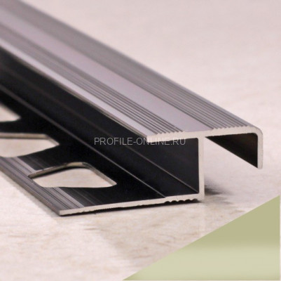 Z-профиль алюминиевый закладной с рифлением 10 мм ПО-02 бронза светлая глянец 2,7 м