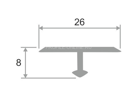 Латунный Т-профиль 26 мм ЛПТ-26 хром полированный 2,7 м