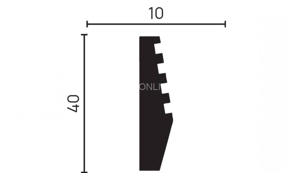 Декоративный молдинг 40х10 мм Decor-Dizayn DD619 полистирол белый, под покраску 2 м