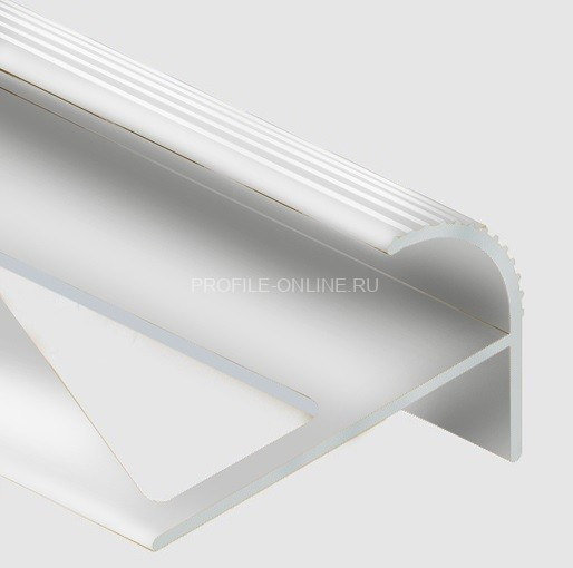 Алюминиевый F-образный профиль с рифлением 10 мм PV56-02 серебро матовое 2,7 м