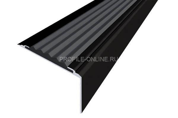 Алюминиевый угловой противоскользящий порог с резиновой вставкой 20х38 мм АУ-38-Чёрный черный 3 м
