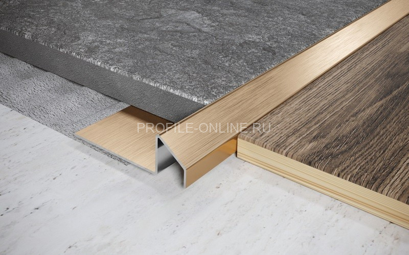 Закладной профиль из нержавеющей стали со скосом для плитки 8 мм FSF 8 GS золото сатинированное 270 см