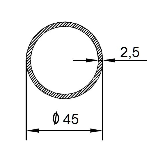 Алюминиевая труба 45х2,5 мм 3 м