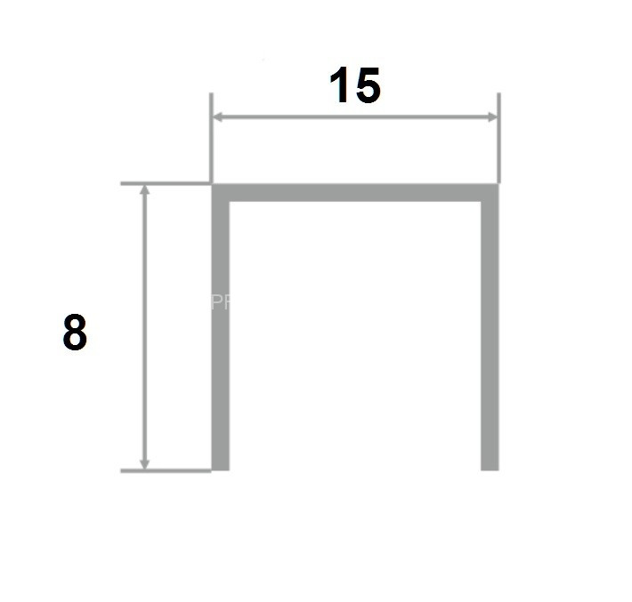 Латунный П-профиль PU 1508 OC 8х15х8 хром 2,7м