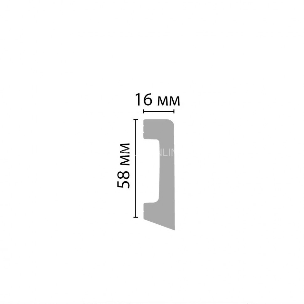 Плинтус напольный DECOMASTER D234ДМ (58x16x2000) ударопрочный, белый, под покраску