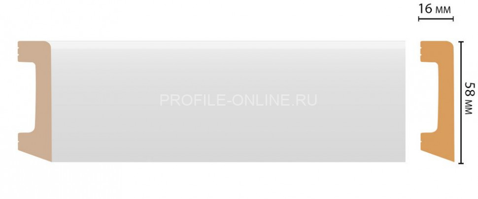 Плинтус напольный DECOMASTER D234ДМ (58x16x2000) ударопрочный, белый, под покраску