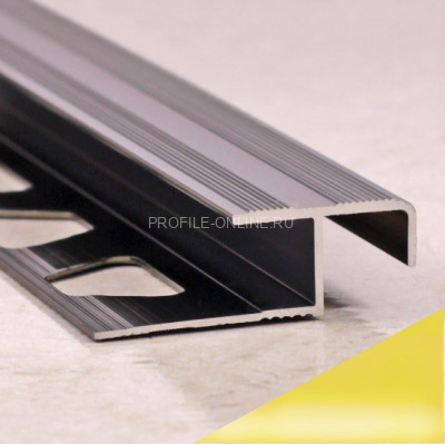 Z-профиль алюминиевый закладной с рифлением 10 мм ПО-02 золото глянец 2,7 м