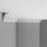 Плинтус потолочный с рисунком интерьерный классический карниз DECOMASTER 95323F гибкий (85x57x2400) из полиуретана, белый под покраску