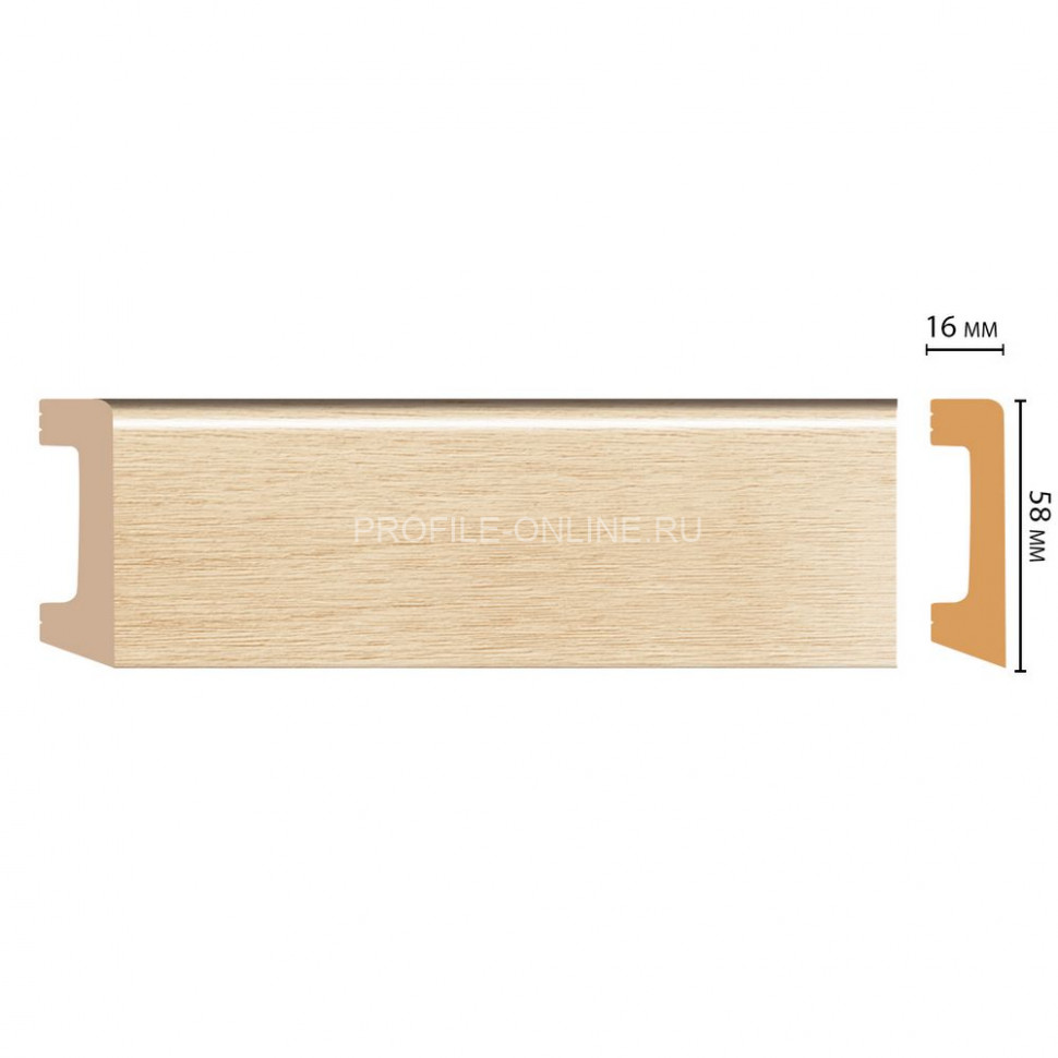 Напольный плинтус DECOMASTER D234-71ДМ (58x16x2400) Бук, ударопрочный полимер